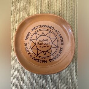 Italian Hotels Bettoja Roma Ceramic Trinket Dish Ashtray -  5” vintage